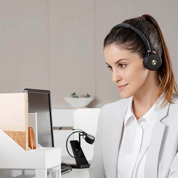 Yealink WH66 Casque DECT sans Fil certifié par Les équipes, Casque de Bureau pour téléphone de Bureau, téléphone Logiciel d'ordinateur et téléphone Portable, Microphone antibruit, Mains Libres, Temps